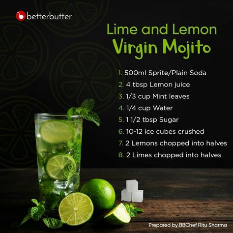 Resep Mojito, Mint Drinks, Virgin Mojito Recipe, Cooking Recipes Indian, Food Calorie Chart, Lime And Lemon, Virgin Mojito, Spice Mix Recipes, Summer Drink Recipes