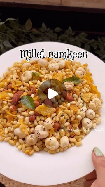 Harshita Dwivedi 🧿 on Instagram: "Looking for a healthy, guilt-free snack? Try this Crispy Millet Namkeen recipe! 🌾 Perfectly spiced and full of crunch, this gluten-free, high-fiber snack is ideal for tea-time or mid-day munching. Made with nutrient-packed millets, it’s a tasty way to satisfy your cravings while keeping things nutritious. 🥄 Ready in minutes, this easy namkeen recipe is a must-try for your next snack session! 🧂  Follow @harshita_tasty_treats for more recipes.  #MilletNamkeen #HealthySnacks #GlutenFreeRecipe #HighFiber #HomemadeNamkeen #QuickSnack #HealthyEating #PlantBased #IndianSnacks #SnackIdeas" Home Made Healthy Namkeen, Millet Snack Recipes, Millet Snacks, High Fiber Snacks, Natural Cleaner, Guilt Free Snacks, Crunchy Snack, Indian Snacks, More Recipes