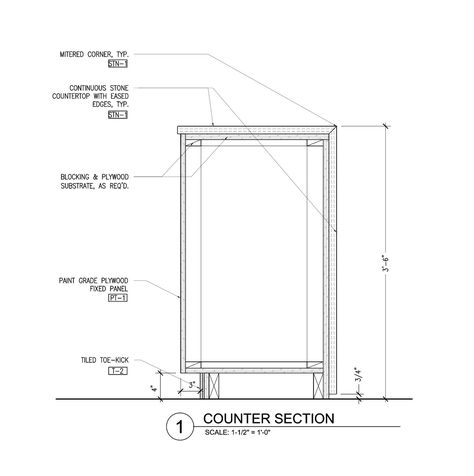 Image 22 of 26 from gallery of Compartes Melrose / AAmp Studio. Section 1 Millwork Details Drawing, Details Interior Design, Counter Detail, Kitchen Joinery, Furniture Details Drawing, Construction Drawing, Kitchen Floor Plan, Millwork Details, Interior Detailing