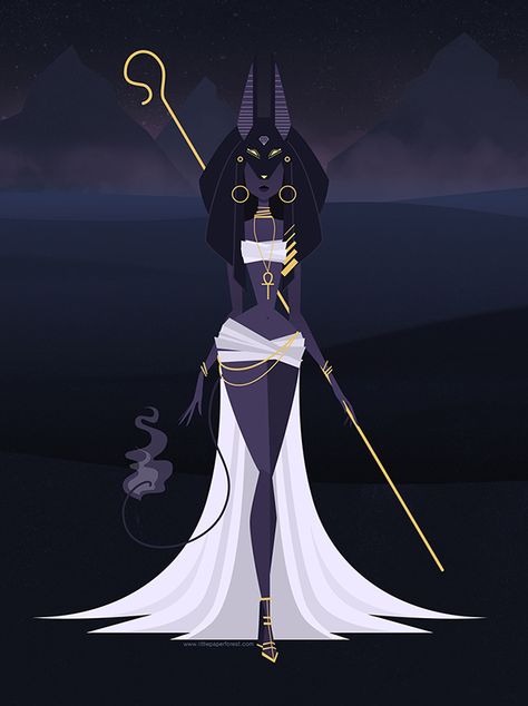 Anubis by Little Paper Forest, via Behance - this would be a hella cool cosplay Egyptian Goddess, Foto Poses, Mythology Art, Goddess Art, Afro Art, Egyptian Art, Fantasy Illustration, Black Women Art, 그림 그리기