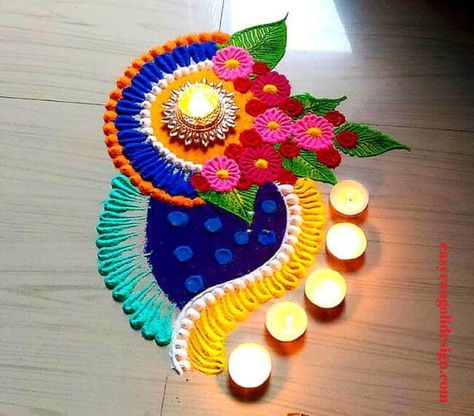 50 Ganga Dussehra Rangoli Design (Rangoli Ideas) - March 2020 Dussehra Rangoli, Easy Diwali Rangoli, Diwali Rangoli Designs, Easy Rangoli Designs Videos, Easy Rangoli Designs Diwali, Rangoli Side Designs, Rangoli Designs Latest, Simple Rangoli Designs Images, Simple Rangoli Border Designs