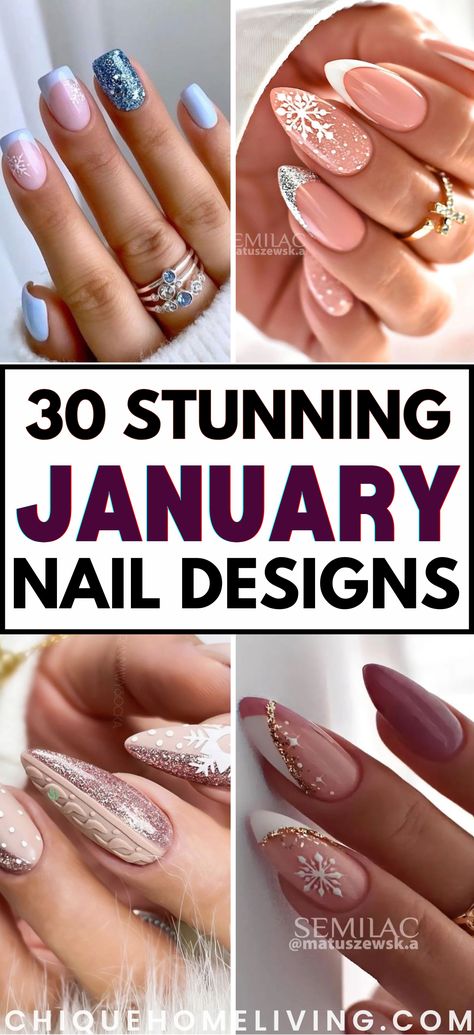 Step into the new year with style by exploring these 30 Best January Nail Ideas! Whether you’re looking for frosty blues, shimmering silvers, or neutral winter tones, these designs are perfect for the season. Embrace winter vibes with snowflake accents, icy ombrés, and glitter tips for a chic look. Or opt for subtle elegance with soft nudes, matte finishes, and minimalist line art. Me Years Nails, Short Nail New Years Designs, Nail Art Designs New Style, Nail Art Designs New Years 2024, Short Stellato Nails, Neutral New Years Eve Nails, Nail Ideas For New Years 2024, New Years Nail Designs Dip Powder, Neutral Nails New Years