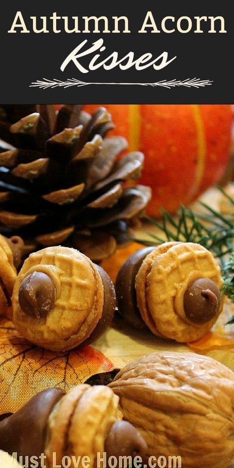 Acorn Kisses, Acorn Treats, Senior Crafts, Desserts Ideas, Easy Treat, Best Party Food, Food Time, Peanut Butter And Chocolate, Thanksgiving Food Desserts