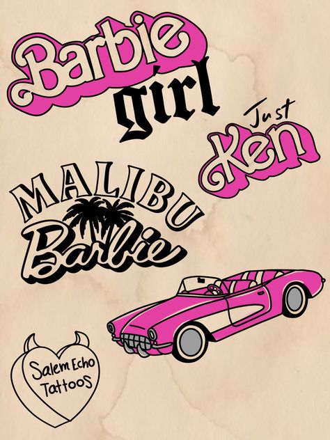 tattoo flash Barbie Flash Tattoo, Traditional Tattoo Stencils, Barbie Tattoo, Tattoo 2024, Shoe Tattoos, Tattoo Flash Sheet, Barbie Shoes, Tattoo Font, Matching Tattoo