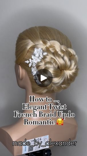 8.7K views · 900 reactions | How to .., Elegant Twist French Braid Updo Romantic 🥰 in few minutes 🤗
Updo Romantic 🥰 . “Feel like a queen with this elegant and royal braided hairstyle.”

Updo quick & easy 
Bridal Updo Romantic & Elegant 
Easy & Simple Romantic 
Simple & Easy Hair Tutorial Romantic 🥰
✨WATCH ✨LEARN ✨SAFE

#fashionstyle #hairstyling #longhairstyles #wedding #braidstyles #weddinginspiration #bridalstyle | MadeByAlexander Easy Bridal Updo, Twist French Braid, French Braid Updo, Hairstyle Updo, Braid Updo, Braided Hairstyle, Hair Tutorials Easy, Bridal Updo, Braided Hairstyles Updo