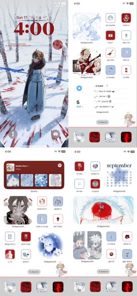 Phone Backgrounds Widget Ideas, Themes For Ipad Aesthetic, Phone Aesthetic Theme Ideas, Phone App Layout Ideas, Iphone Wallpaper Example, Theme Inspo Phone, Phone Widget Inspiration, Iphone Genshin Theme, Tgcf Homescreen Layout