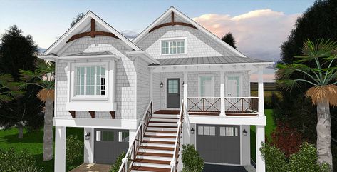 Elevated, Piling and Stilt House Plans - Page 6 of 9 - Coastal Home Plans Salvador House, Small Beach House Plans, Beach Cottage House Plans, Stilt House Plans, Beach Homes Plans, Elevated House Plans, Beach House Flooring, Beach House Floor Plans, Coastal Homes Plans