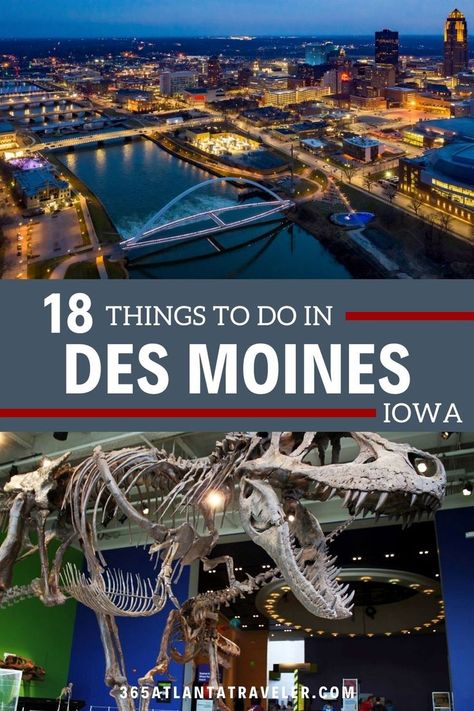 The capital city of Des Moines, Iowa is full of fun things to do. With art galleries, parks, an amazing farmer's market, live music, a bustling downtown, amusement parks, a zoo, and more, you'll never be bored during a visit here. Here are 18 things to do in Des Moines that we know you'll adore. Iowa Des Moines, Does Moines Iowa, De Moines Iowa, Things To Do In Des Moines Iowa, Des Moines Iowa Things To Do In, Top Family Vacations, Things To Do In Iowa, Downtown Des Moines, Iowa Travel