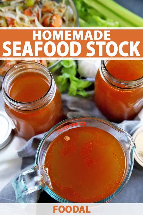 There's no need to throw out those shells when you can use them to make homemade seafood stock. You can easily use a combination of shellfish, whether it’s crab, shrimp, or lobster. The recipe is super simple to make, and you can use it in so many different ways. #seafoodrecipes #madefromscratch #foodal Seafood Sticks, Appetizers Seafood, Seafood Appetizers Easy, Easy Peach Crisp, Chicken Stock Recipe, Seafood Stock, Stock Recipes, Vegan Cinnamon Rolls, Appetizers For A Crowd