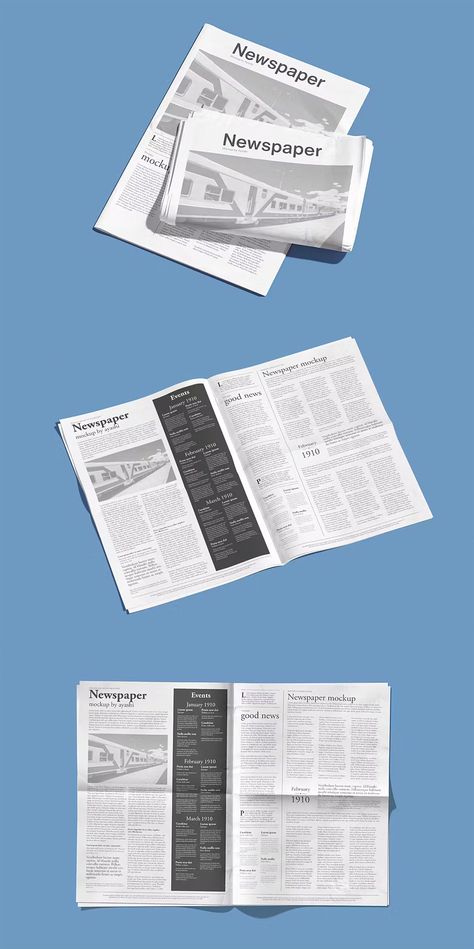 Newspaper Mockup PSD Newspaper Mockup, Newspaper Display, Flyer Mockup, Newspaper Template, Branding Design Packaging, Newspaper Design, Design Packaging, Mockup Free Psd, Free Mockup