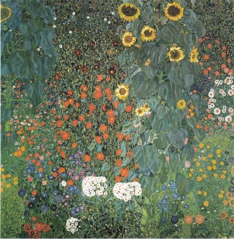 Garden With Sunflowers, Sunflower Art Print, Klimt Paintings, Egon Schiele, Farm Garden, Sunflower Art, Farm Gardens, Gustav Klimt, Painting Frames