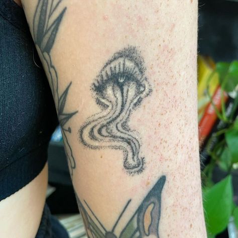 Hannah Grant on Instagram: “Healed drippy eye! DM to book for January my darlings 🥺🖤👁 . . . . . . #stickandpoketattoos #handpoketattoos #stickandpoke #handpoke #tattoo…” Drippy Eye Tattoo, Handpoke Tattoo Ideas, Hand Eye Tattoo, Small Tats, Stick N Poke Tattoo, Handpoke Tattoo, Hand Poked Tattoo, Hand Poke, Poke Tattoo