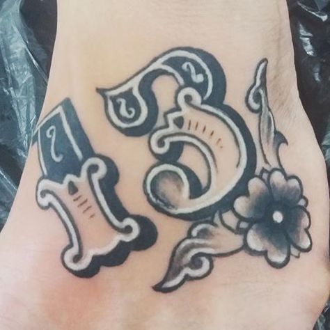 Number 13 Tattoos, 13 Tattoo, Cool Tattoo Drawings, Number Tattoo, 13 Tattoos, Flame Tattoos, Rockstar Energy, Cool Chest Tattoos, Old School Tattoo Designs