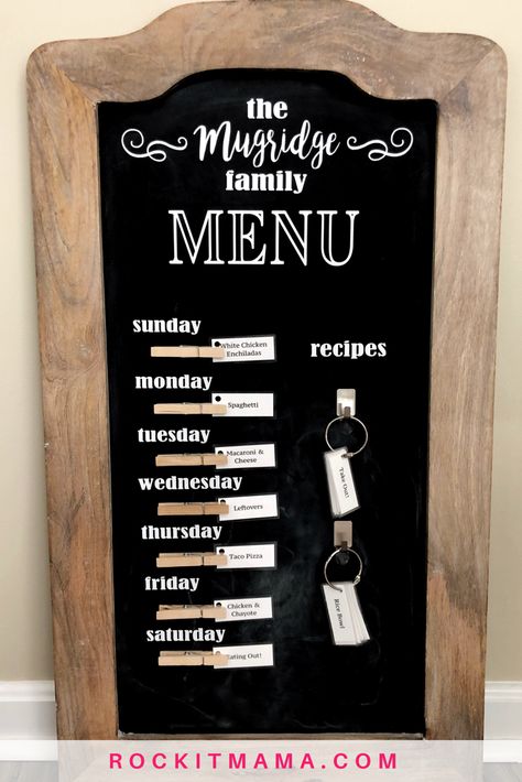 Menu Planning Board, Menu Board Diy, Weekly Menu Boards, Family Emergency Binder, Meal Planning Board, Diy Menu, New Routine, Emergency Binder, Family Command Center