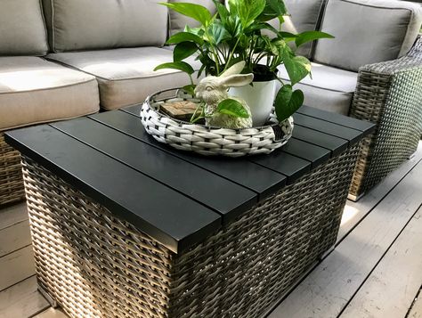 Outdoor Patio Coffee Table Decor, Patio Coffee Table Ideas, Outdoor Coffee Table That Converts To Dining Table, Swimming Pool Furniture, Patio Coffee Table Decor, Brown Wicker Patio Furniture Decor Ideas, Patio Table Wicker, Outdoor Patio Coffee Table, Gray Patio Furniture