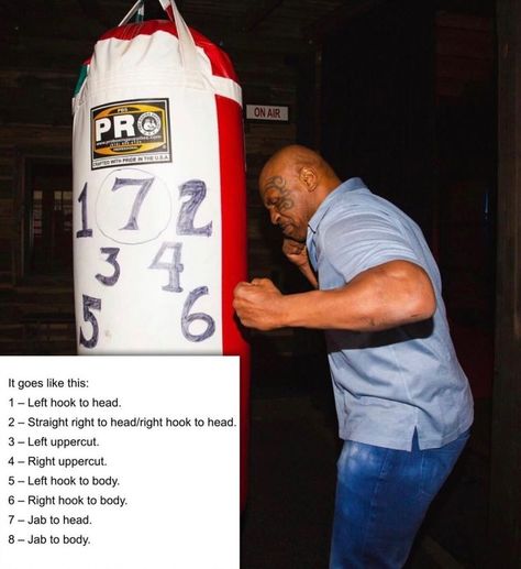 Mike Tyson | Boxing | Fan Page on Instagram: “Cus D'Amato came up with a punch combination system for Mike Tyson that would help him become not only the youngest heavyweight champion of…” Mike Tyson And Cus Damato, Boxing Punches Numbers, Mike Tyson Workout Routine, Mike Tyson Shadow Boxing, Karate Blocks, Mike Tyson Workout, Mike Tyson Training, Boxing Exercises, 52 Blocks