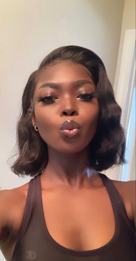 Short Wig Curls Black Women, Curled Bob Black Women Middle Part, Old Money Bob Black Women, Brown Wigs Black Women Bob, Lace Bob Wig Black Hair, African Fashion Week, Beautiful Photoshoot Ideas, Hair Inspiration Short, Braided Cornrow Hairstyles