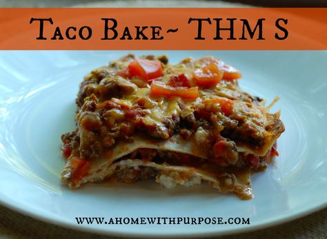 Taco Bake~  THM S/Low Carb  Easy dinner idea that is supper easy and delish! Trim Healthy Mama Dinner, Low Carb Dinner Easy, Trim Healthy Mama Recipe, Trim Healthy Mama (thm) Recipes, Trim Healthy Mama Diet, Thm Dinner, Trim Healthy Recipes, Trim Healthy Mama Plan, Recipes Fruit