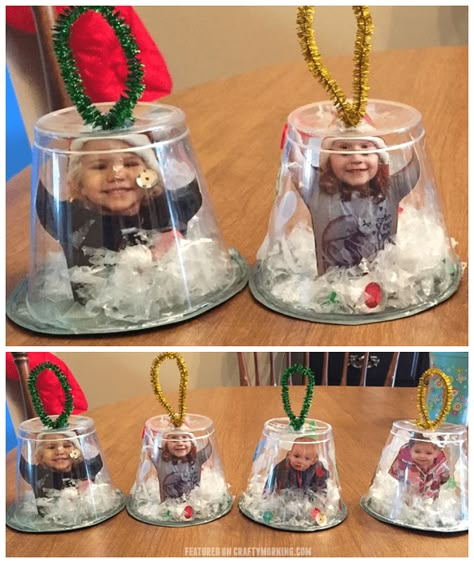 Preschoolers Crafts, Snow Globe Cup, Cup Ornaments, Ornaments To Make, December Crafts, Christmas Crafts For Toddlers, Preschool Christmas Crafts, Christmas Gifts For Parents, Christmas School