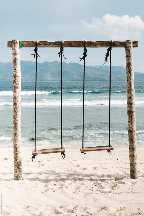 Beach Swings | Stocksy United Swings For Home, Beach Swings, Garden Swings, Outdoor Swings, Dance Tutorial, Beach Cabana, Lindy Hop, Swing Dancing, Beach Cafe