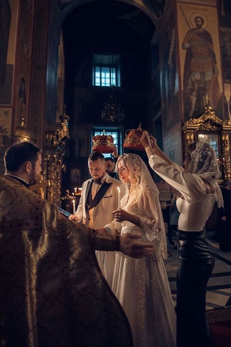 Russian Orthodox Wedding, Orthodox Marriage, Church Wedding Photos, Catholic Marriage, Romance Aesthetic, Orthodox Wedding, Bae Goals, Dress Gallery, Catholic Wedding