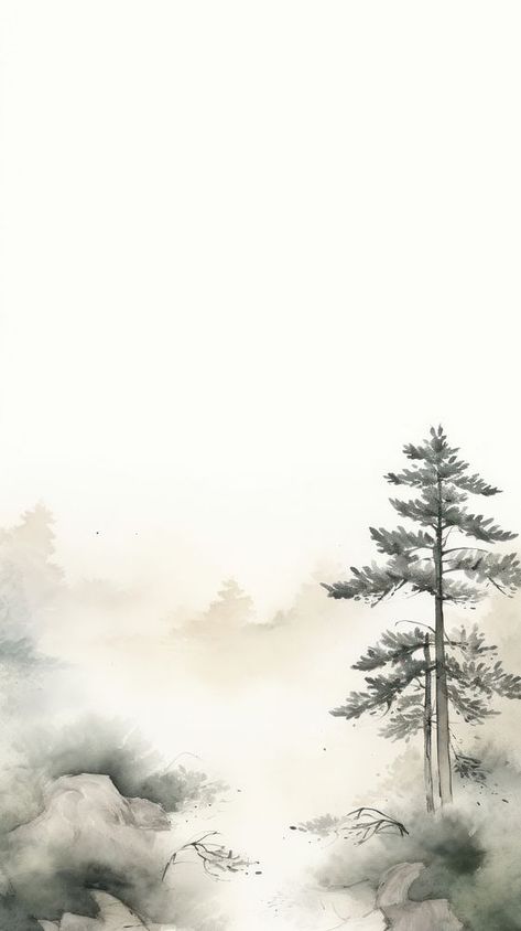 Forest wallpaper backgrounds outdoors nature. | premium image by rawpixel.com / north Outdoors Drawing, Pine Tree Background, Chinese Landscape Art, Watercolor Pine Trees, Trees Background, Wallpaper Tree, Background Forest, Art Clouds, Forest Watercolor