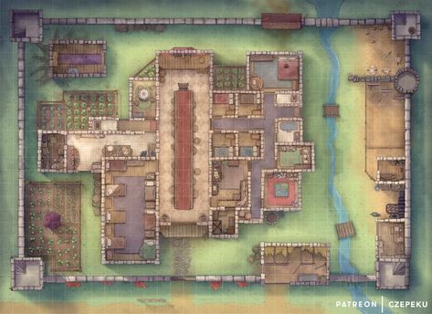 Adventurer's Guildhall by Czepeku - fantasy post - Imgur Guild Hall, Adventurer's Guild, Fantasy City Map, Darkest Dungeon, Tabletop Rpg Maps, Rpg Map, Dungeon Maps, D D Maps, Fantasy City