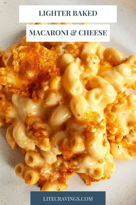 Light Mac And Cheese Recipe, Healthy Mac N Cheese Recipe, Lite Cravings, Healthy Cheese Recipes, Mac And Cheese Healthy, Meatless Dinners, Macaroni And Cheese Casserole, Healthy Mac N Cheese, Cravings Recipes