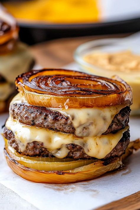 Onion Wrapped Flying Dutchman Burger - Insanely Good Cook For A Crowd, Hamburger Dishes, Onion Burger, Salt Block, Aip Paleo Recipes, College Food, Recipes Sandwiches, Indulgent Food, In N Out