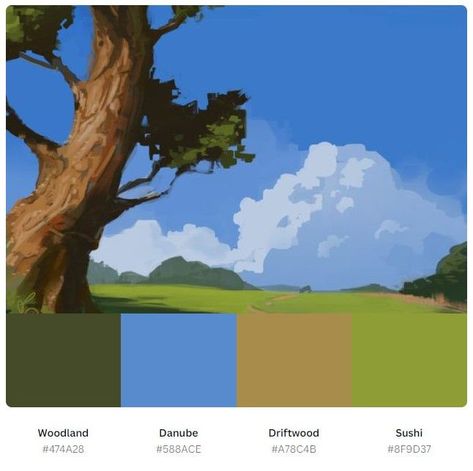 By Nicholas Peacock on ArtStation Color Palette Illustration, Day Color Palette, Palette Illustration, Sunny Day, Sunny Days, Color Palette, Desktop Screenshot, Character Design, Color