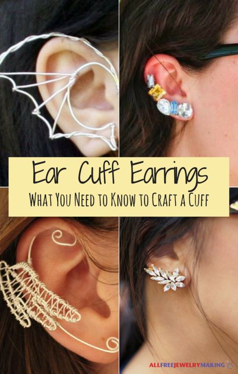 Ear Cuff Tutorial, Free Bead Patterns, Ear Cuff Diy, Elf Ear, Elf Ear Cuff, Ear Cuff Earrings, October Birthstone Jewelry, Barbell Earrings, Wire Diy