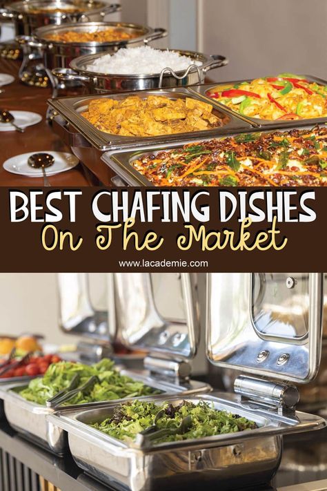 Food, whether salad or rice, is more attractive when served on chafing dishes. Buffet Food Warmer, How To Serve Food At A Party, Buffet Warmer Ideas, Chaffing Dish Recipes, Gold Chafing Dishes, Chaffing Dishes Buffet Food, Buffet Catering Ideas, Chafing Dishes Ideas, Chafing Dish Recipes