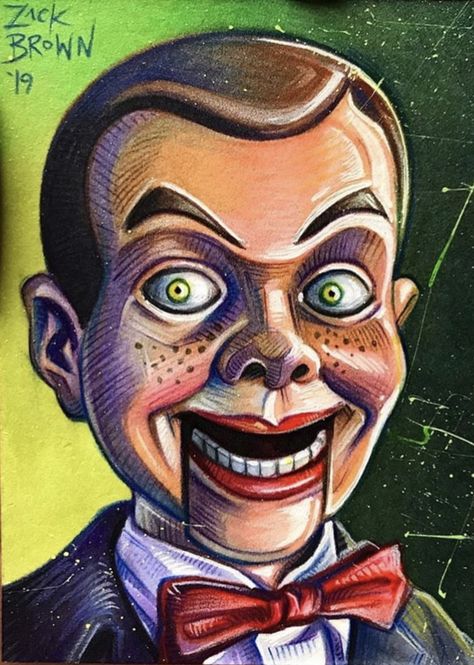 Slappy The Dummy Fanart, Dark Horror Drawings, Goosebumps Art, Character Art Inspiration, Horror Portrait, Slappy The Dummy, Dark Art Paintings, Scary Characters, Childhood Art