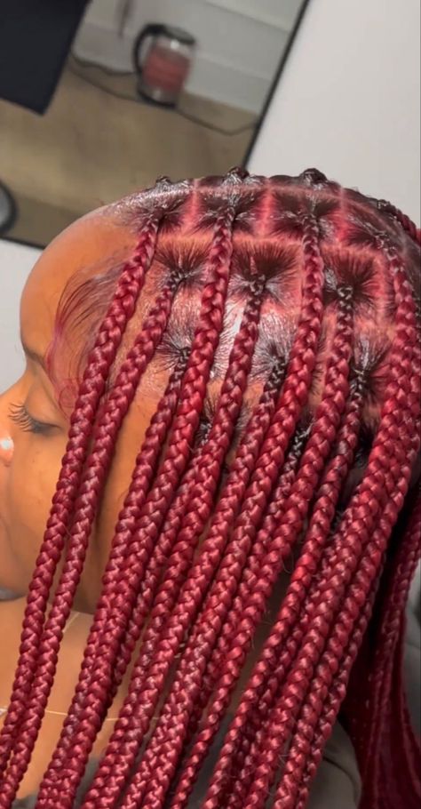 Burgundy Hair Dye, Red Braids, Red Box Braids, Protective Braids, Curly Hair Accessories, Locs Styles, Protective Hairstyles For Natural Hair, Black Ponytail Hairstyles, Colored Braids