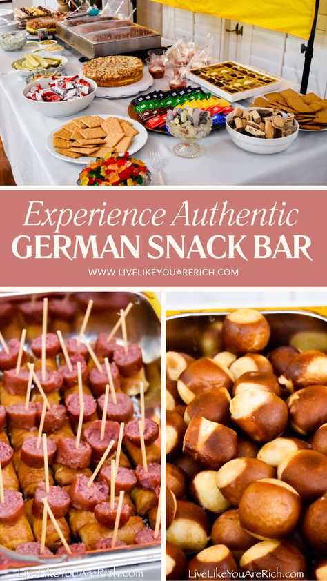 Learn how to create an authentic German snack bar at home with our detailed guide, crafted from my immersive experience in Germany. Oktoberfest Tailgate Food, Snacks From Germany, Authentic German Appetizers, German Party Food Appetizers, German Potluck Ideas, German Party Food Oktoberfest, German Appetizer Recipes, German Christmas Party Ideas, Easy Oktoberfest Party Food