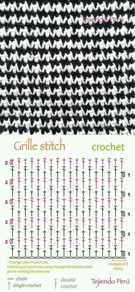 Crochet grille stitch free pattern Jaket Crochet, Crochet Stitch Pattern, Crochet Stitches Diagram, Confection Au Crochet, Crochet Stitches Free, Haken Baby, Crochet Afghans, Stitch Crochet, Crochet Diy