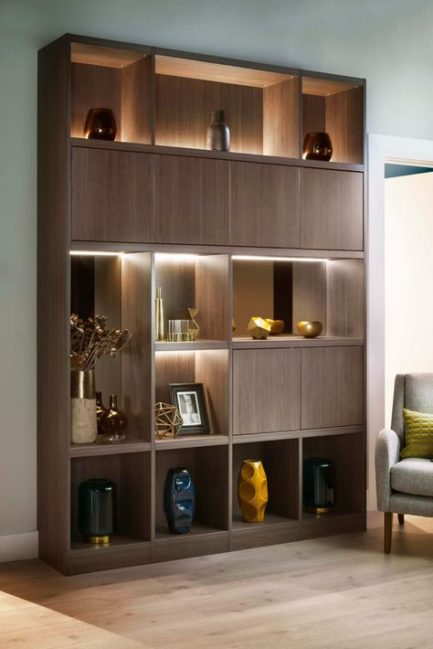 Drawing Room Storage Ideas, Display Units Living Room, Wall Cupboards Living Room, Waiting Room Design Reception Areas, Bespoke Living Room, Hotel Interior Bedroom, Living Room Storage Unit, Shelving Units Living Room, Living Room Units