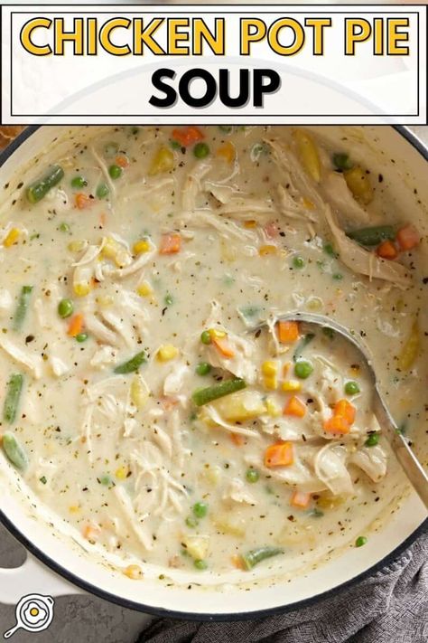 Chicken Pot Pie Soup Recipe, Creamy Chicken Pot Pie, Chicken Pot Pie Soup, Pot Pie Soup, Pre Cooked Chicken, Comfort Soup, Chicken Pot Pie Recipes, Soup And Sandwich, Easy Soups