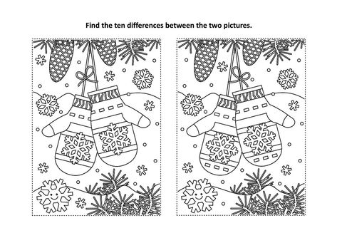 Winter Puzzle & Coloring Pages: Free Printable Winter-Themed Activity Pages for Kids | Printables | 30Seconds Mom Spot The Difference Printable, Coloring Puzzle, Hidden Pictures Printables, Coloring Page Christmas, Activity Pages For Kids, Picture Puzzle, Activity Sheets For Kids, Color Puzzle, Spot The Difference