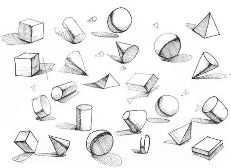 Practice Drawing Shapes, Art For Teens, Shapes Drawing, Drawing Perspective, Geometric Shapes Drawing, Basic Sketching, Pencil Drawings For Beginners, Form Drawing, Perspective Drawing Lessons