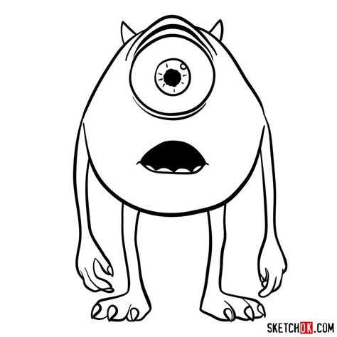 How to draw Mike Wazowski, one of the main characters and protagonists in the Monsters, Inc. animated series and films. Mike Wazowski Sketch, Mike Wazowski Drawing Easy, How To Draw Mike Wazowski, Mike Wazowski Tattoo, Cartoon Sketches Easy, Mike Wazowski Drawing, Doodle Disney, Monsters Inc Characters, Tattoo Cartoon