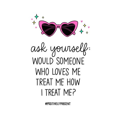 Really think about it: do you treat yourself like someone you love? How do you speak to yourself? How do you think about yourself? How do you care for your body and mind? You deserve the same love and care that you give others. I know it’s not always easy to do — especially if you live in a culture that’s always trying to convince you that you’re not enough — but try your best to be kind and loving to yourself. You are worthy of your own love. (Read that again so it really sinks in!) Be Nice To Yourself, Group Therapy Activities, Like Someone, Same Love, To Be Kind, You Are Worthy, Think About It, Liking Someone, Therapy Activities