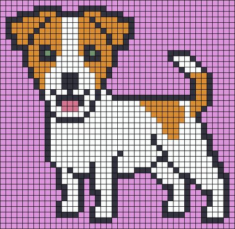 Cross Stitch Dog, Russel Terrier, Baby Sweater Knitting Pattern, Puppy Cute, Animal Cross Stitch Patterns, Pola Kristik, Jack Russel, Cross Stitch Heart, Beaded Cross Stitch