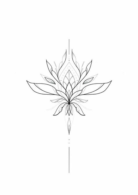 Ornamental Sternum Tattoo Design, Beautifully Flawed Tattoo, Ornamental Design Tattoo, Lotus Ornamental Tattoo, White Line Tattoo, Flower Ornamental Tattoo, Ornamental Sketch, Mini Ornamental Tattoo, Ornamental Lotus Tattoo