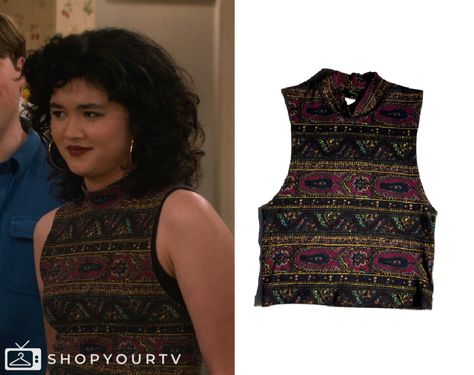 That 90s Show: Season 2 Episode 8 Nikki's Black Printed Turtleneck Printed Turtleneck, Escape The Night, A Discovery Of Witches, 90 Day Fiance, Brooklyn Nine Nine, Last Episode, Eva Longoria, Batwoman, America's Got Talent