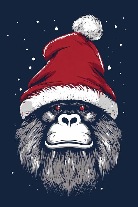 Christmas Bigfoot T-Shirt Art Idea, Tshirt Designs, T Shirts, Christmas, Animals, T Shirt, Pins, Design, Art