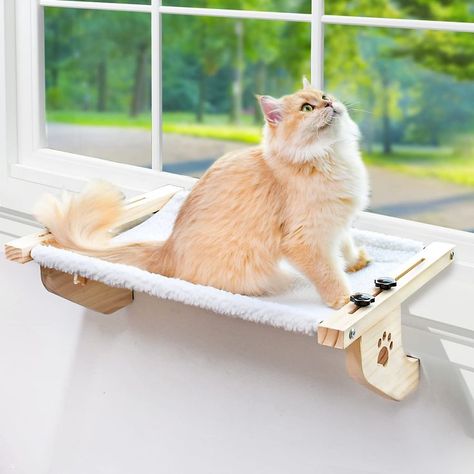 AMOSIJOY cat bed is designed for use on window sills. Cats can enjoy sunbathing and watching birds and critters outside. It can also be placed on the bedside, allowing you and your cat to accompany each other. It helps to keep cat hair from getting all over the bed too. Click the link above to view this product #ad Indoor Hammock Bed, Cat Window Hammock, Cat Window Perch, Window Perch, Cat Lounge, Hammock Bed, Cat Window, Cat Perch, Cat Hammock