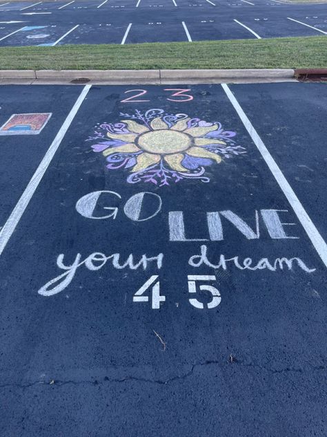 Senior Disney Parking Spots, Senior Parking Spots Chalk, Gilmore Girls Senior Parking Spot, Chalk Your Spot Senior, Cute Painted Parking Spots, Tangled Senior Parking Spot, Parking Spot Chalk Ideas, Disney Senior Parking Spaces, Tangled Parking Spot