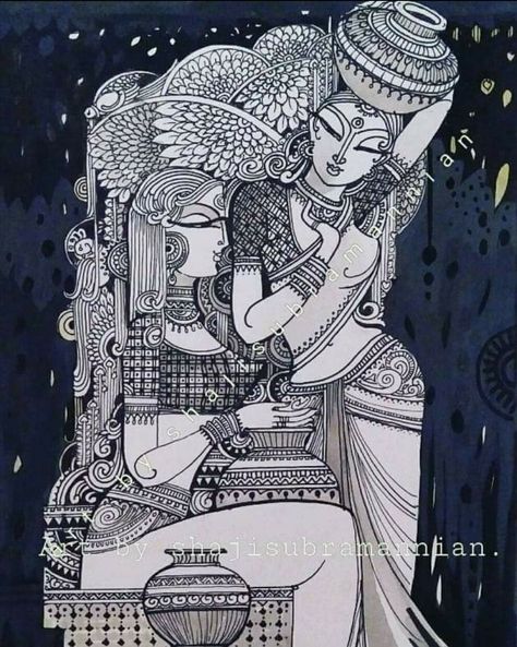 Thooli Art, God Sketch, Bengali Art, Pen Art Work, Boho Art Drawings, Kalamkari Painting, Indian Art Gallery, Pen Art Drawings, Mandala Art Lesson