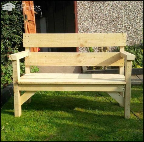 Pallet Garden Benches, Diy Bank, Garden Bench Plans, Diy Rack, Diy Bench Outdoor, Pallet Garden Furniture, Wooden Garden Benches, 1001 Pallets, Pallet Bench